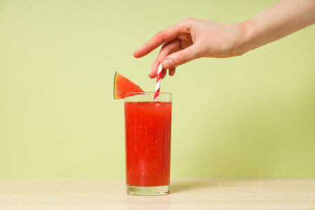 Concept of fresh and tasty summer drink - Watermelon smoothieの写真素材