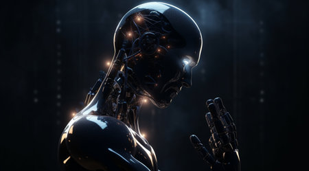 Modern technologies, technologies of the future, artificial intelligence concept, created with Generative AI technologyの素材