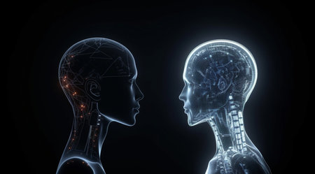 Modern technologies, technologies of the future, artificial intelligence concept, created with Generative AI technologyの素材