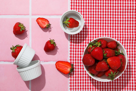 Sweet and fresh summer fruit - tasty strawberryの写真素材