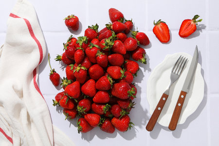 Sweet and fresh summer fruit - tasty strawberryの写真素材