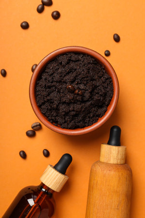 Concept of skin and face care, coffee scrubの写真素材