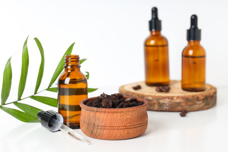 Concept of skin and face care, coffee scrubの写真素材
