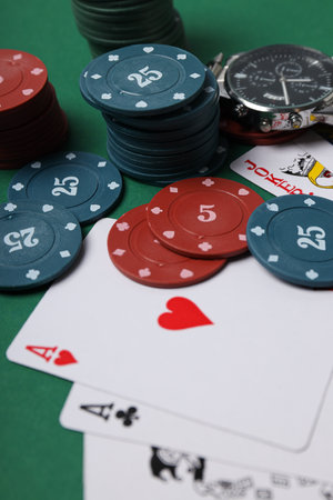 Concept of gambling, Poker gambling game, accessories for pokerの写真素材