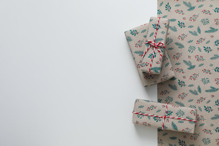 Concept of wrapping gift, composition with wrapping paper