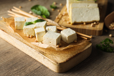 Traditional component of Asian cuisine - Tofu, bean curdの写真素材