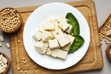 Traditional component of Asian cuisine - Tofu, bean curdの写真素材