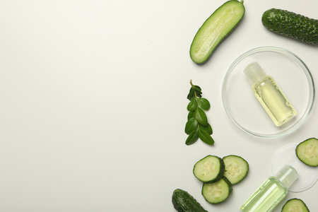 Concept of face and skin care - cucumber cosmeticの写真素材