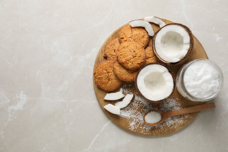 Concept of body care with coconut and coconut oilの写真素材