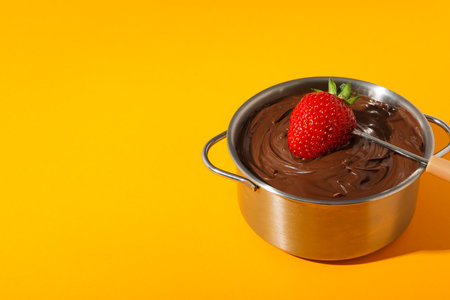 Concept of tasty sweet food - chocolate fondueの写真素材