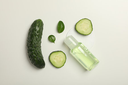 Concept of face and skin care - cucumber cosmeticの写真素材