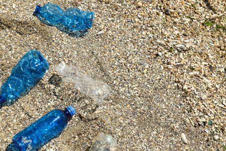 Water pollution with plastic waste and garbage, place for text