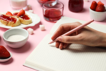 Concept of cooking tasty and sweet food - strawberry jamの写真素材