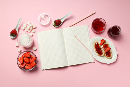 Concept of cooking tasty and sweet food - strawberry jamの写真素材