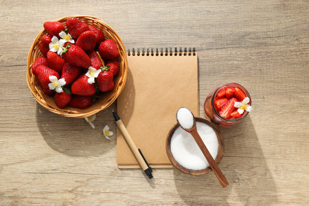 Concept of cooking tasty and sweet food - strawberry jamの写真素材