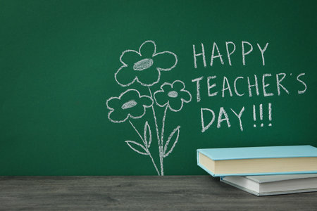 Inscription on the blackboard Congratulations on the teacher's dayの写真素材