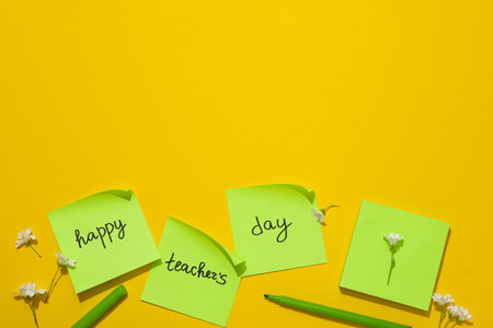 Green stickers with greetings for Teacher's Day