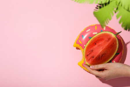 Concept of summer time with fresh watermelonの写真素材
