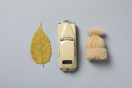 Autumn or fall travel and vacation concept with car