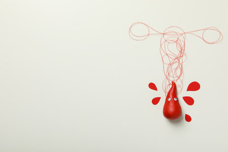 Silhouette of female internal genitals on a white background