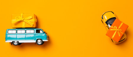 Autumn or fall travel and vacation concept with carの写真素材