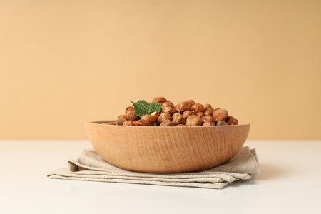 Healthy food and healthy nutrition concept, nuts - hazelnutの写真素材