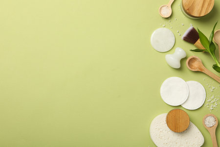 Self care concept, bamboo accessories for self careの写真素材