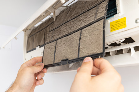 Air conditioner repair, preparing for summer seasonの写真素材