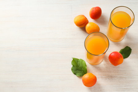 Composition with apricot, concept of tasty and fresh fruitの写真素材