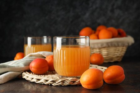 Composition with apricot, concept of tasty and fresh fruitの写真素材