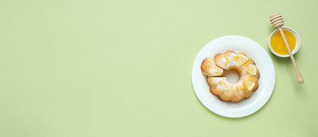 Tasty bake food concept - delicious lemon cakeの写真素材