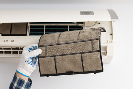 Air conditioner repair, preparing for summer seasonの写真素材