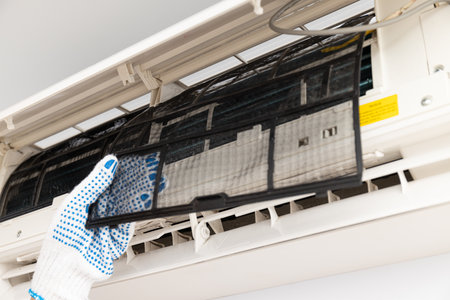 Air conditioner repair, preparing for summer seasonの写真素材