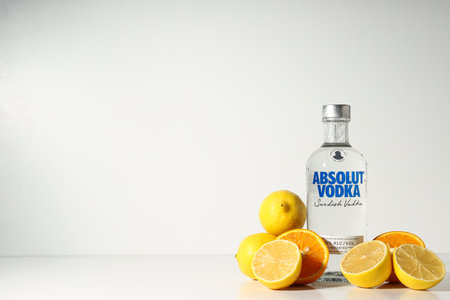 Odessa, Ukraine, 09.08.2023: Alcohol drink - Absolut vodkaのeditorial素材