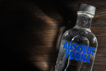 Odessa, Ukraine, 09.08.2023: Alcohol drink - Absolut vodkaのeditorial素材