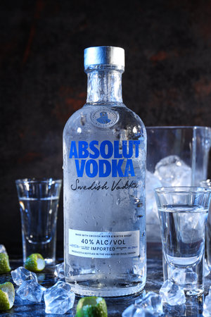 Odessa, Ukraine, 09.08.2023: Alcohol drink - Absolut vodka