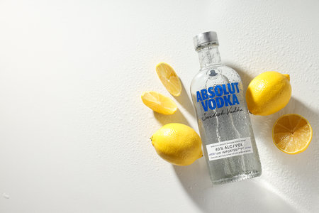 Odessa, Ukraine, 09.08.2023: Alcohol drink - Absolut vodkaのeditorial素材