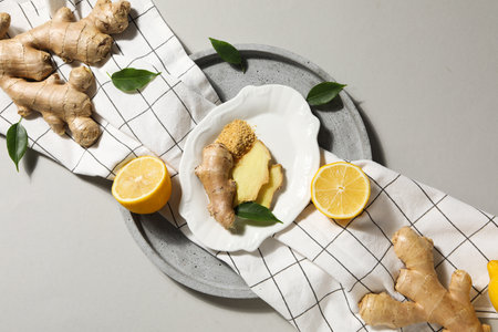 Seasoning and spices concept - ginger, homemade seasoningの写真素材