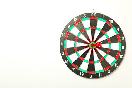 Target, dartboard, hitting the center. Winning goals business concept.の写真素材
