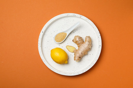 Seasoning and spices concept - ginger, homemade seasoningの写真素材