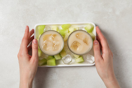 Juicy and tasty summer time fruit concept - melonの写真素材