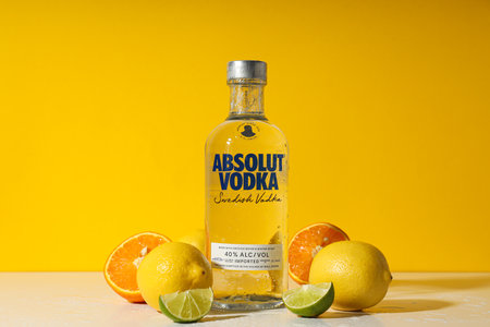 Odessa, Ukraine, 09.08.2023: Alcohol drink - Absolut vodkaのeditorial素材