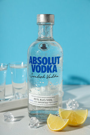 Odessa, Ukraine, 09.08.2023: Alcohol drink - Absolut vodkaのeditorial素材