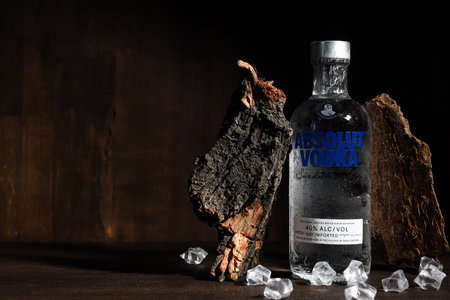 Odessa, Ukraine, 09.08.2023: Alcohol drink - Absolut vodkaのeditorial素材