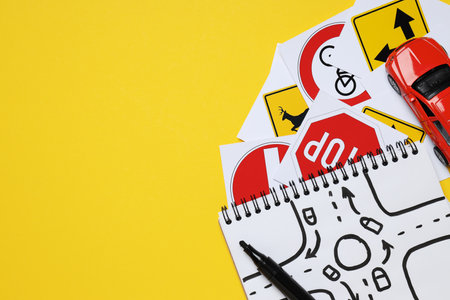 Driving school and driving lessons concept, education conceptの写真素材