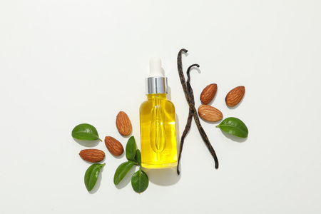 Skin care and body care concept - almonds, almond oilの写真素材