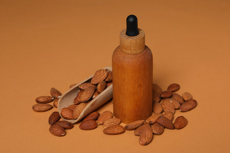 Skin care and body care concept - almonds, almond oilの写真素材
