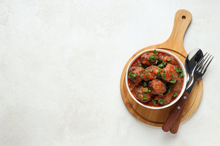 Tasty meat food and homemade food concept - meatballsの写真素材