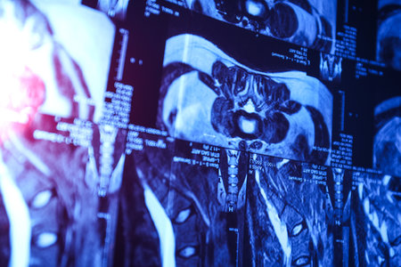 MRI or magnetic resonance imaging of the human pelvis. close up