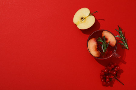 Concept of delicious hot drink - tea, berry - fruit teaの写真素材